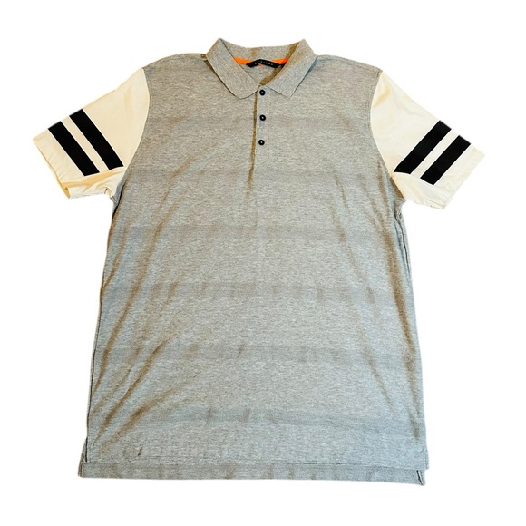 Sean John Other - Sean John Gray Polo Shirt with Contrast Sleeves – Men’s XL